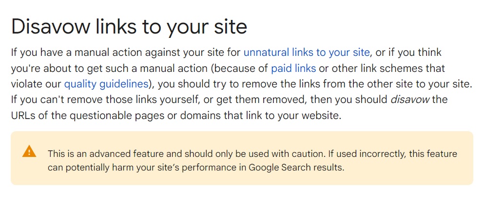 disavow links to your site